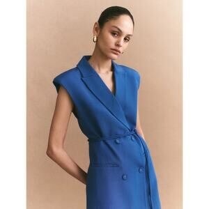 Shona Joy Vento Sleeveless Blazer Dress Colbalt Blue Sz 4 *No Belt*